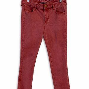 American Eagle Super Stretch Skinny Jeans Burgundy Size 10 Cropped